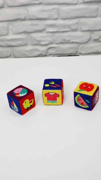 مکعب پارچه ای رنگی 3 عددی